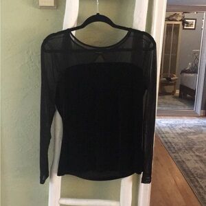 Velvet long sleeve shirt with mesh top part